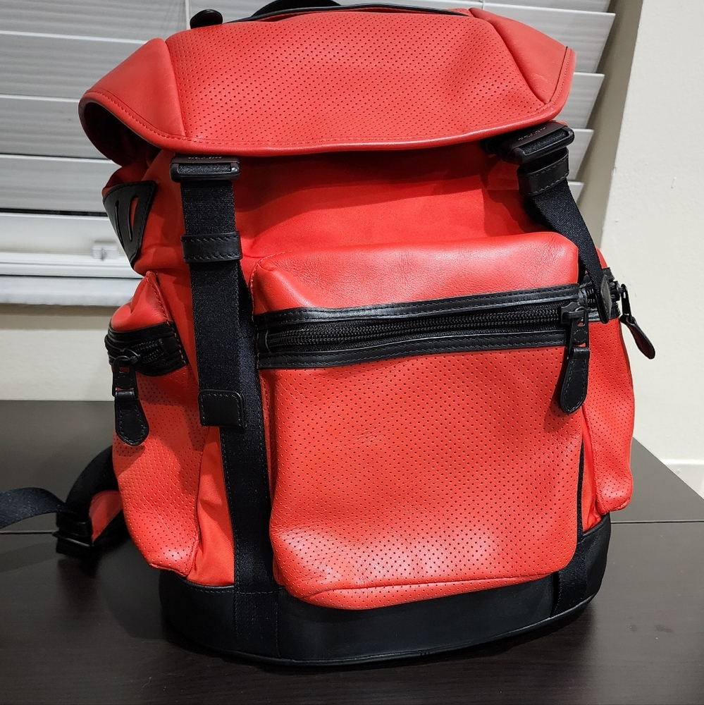 COACH RED AND BLUE LEATHER BACKPACK BAG